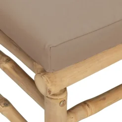 vidaXL - Tuinhoekbank - Taupe - Bamboe - Met kussens