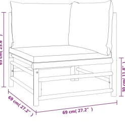 vidaXL - Tuinhoekbank - Taupe - Bamboe - Met kussens