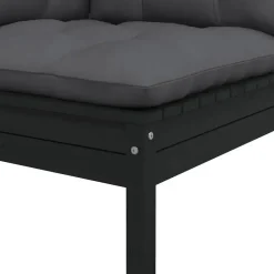 vidaXL - Tuinhoekbank - Zwart - Grenenhout - Met kussens