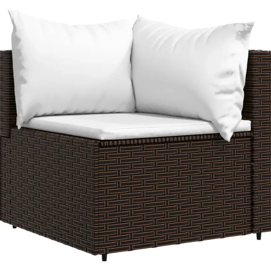 Loungebanken-vidaXL - Tuinhoekbanken - Bruin - Poly rattan - Met kussens