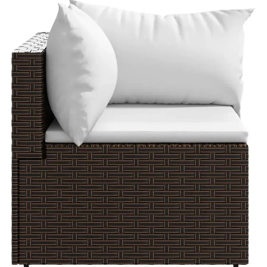 Loungebanken-vidaXL - Tuinhoekbanken - Bruin - Poly rattan - Met kussens
