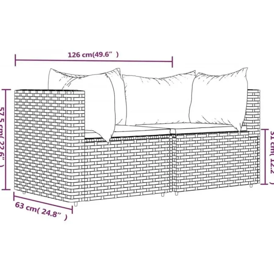 Loungebanken-vidaXL - Tuinhoekbanken - Bruin - Poly rattan - Met kussens