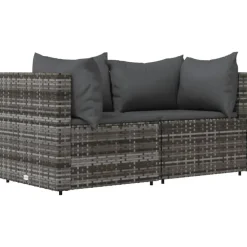 vidaXL - Tuinhoekbanken - Grijs - Poly rattan - 2 stuks - Met kussens