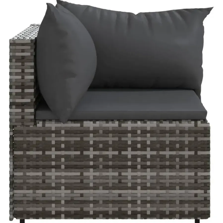 vidaXL - Tuinhoekbanken - Grijs - Poly rattan - 2 stuks - Met kussens