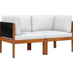 Loungeset Elementen-vidaXL - Tuinhoekbanken met kussens - Acaciahout & touw - 2 stuks