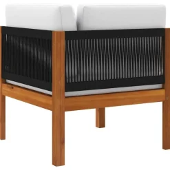 Loungeset Elementen-vidaXL - Tuinhoekbanken met kussens - Acaciahout & touw - 2 stuks