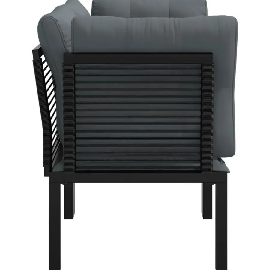 Loungeset Elementen-vidaXL - Tuinhoekstoelen - Zwart en grijs - Poly rattan - 2 stuks - Met kussens