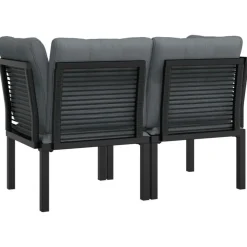 Loungeset Elementen-vidaXL - Tuinhoekstoelen - Zwart en grijs - Poly rattan - 2 stuks - Met kussens