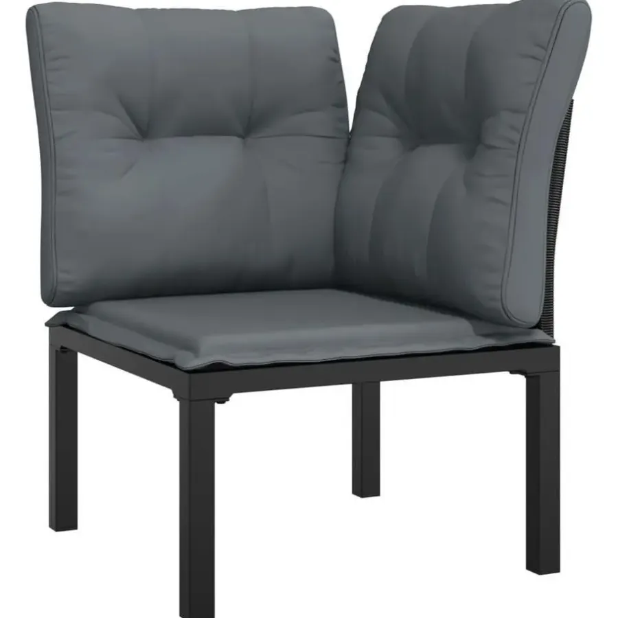Loungeset Elementen-vidaXL - Tuinhoekstoelen - Zwart en grijs - Poly rattan - 2 stuks - Met kussens