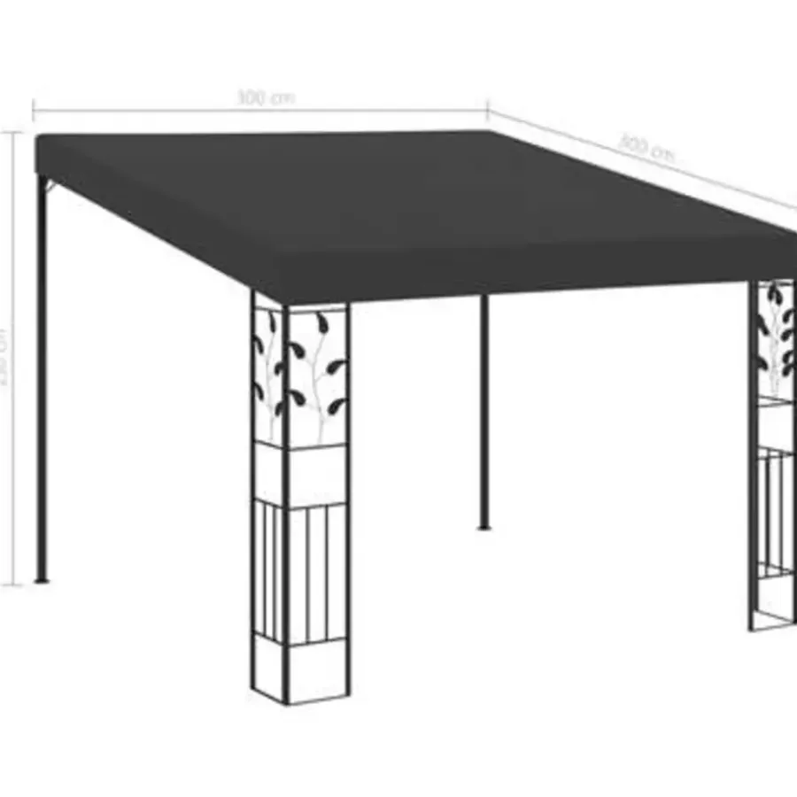 Terrasoverkappingen-vidaXL - Tuinhuisje - Antraciet - Stof - 3 x 3 x 2.5 m