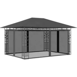Terrasoverkappingen-vidaXL - Tuinhuisje - Antraciet - Stof - 4 x 3 x 2.73 m