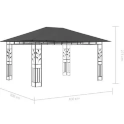 Terrasoverkappingen-vidaXL - Tuinhuisje - Antraciet - Stof - 4 x 3 x 2.73 m