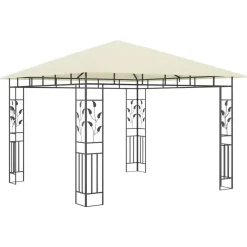 Terrasoverkappingen-vidaXL - Tuinhuisje - Crème - Stof - 3 x 3 x 2.73 m