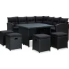 Tuinsets|Tuinsets-vidaXL - Tuinloungeset - Zwart - Poly rattan - 6 stuks - Met kussens