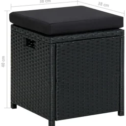 Tuinsets|Tuinsets-vidaXL - Tuinloungeset - Zwart - Poly rattan - 6 stuks - Met kussens