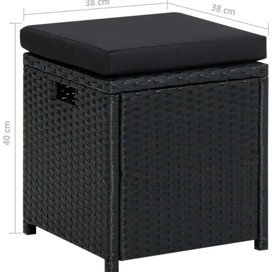 Tuinsets|Tuinsets-vidaXL - Tuinloungeset - Zwart - Poly rattan - 6 stuks - Met kussens