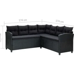 Tuinsets|Tuinsets-vidaXL - Tuinloungeset - Zwart - Poly rattan - 6 stuks - Met kussens