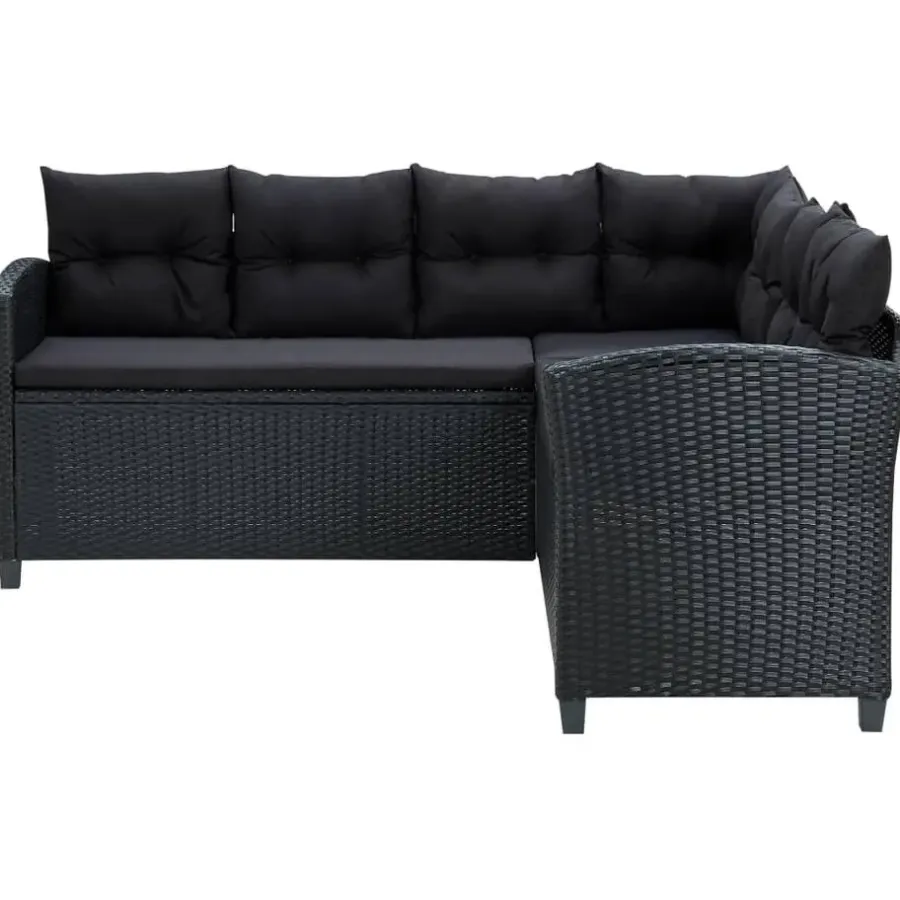 Tuinsets|Tuinsets-vidaXL - Tuinloungeset - Zwart - Poly rattan - 6 stuks - Met kussens