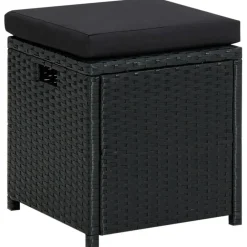 Tuinsets|Tuinsets-vidaXL - Tuinloungeset - Zwart - Poly rattan - 6 stuks - Met kussens