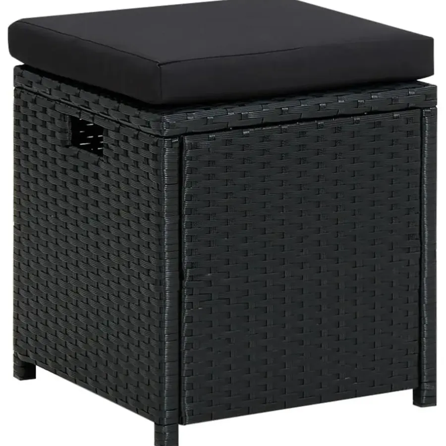 Tuinsets|Tuinsets-vidaXL - Tuinloungeset - Zwart - Poly rattan - 6 stuks - Met kussens
