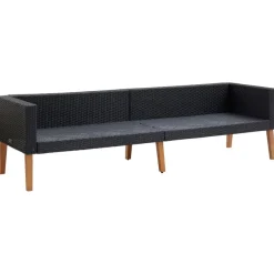 Loungesets-vidaXL - Tuinloungeset - Zwart - Poly rattan - 5 stuks - Met kussens