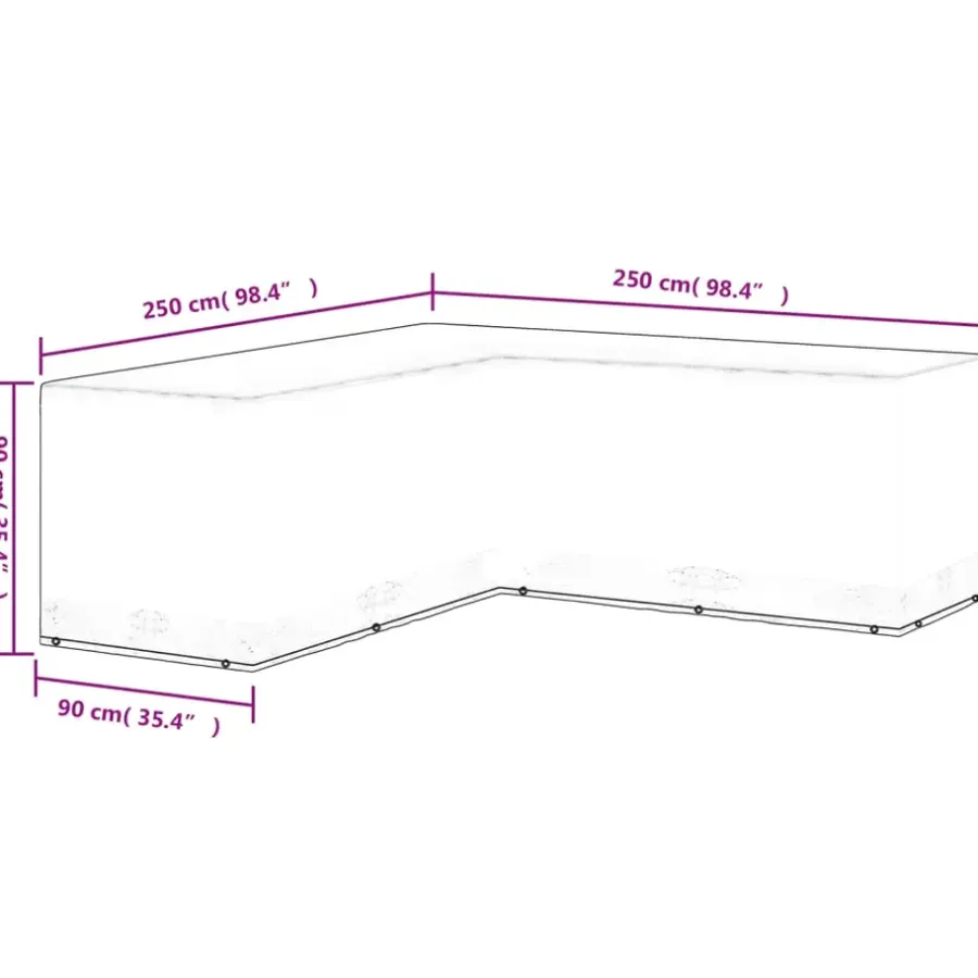 Tuinmeubelbeschermers-vidaXL - Tuinmeubel Hoes - Zwart - Polyetheen - 250 x 250 x 90 cm