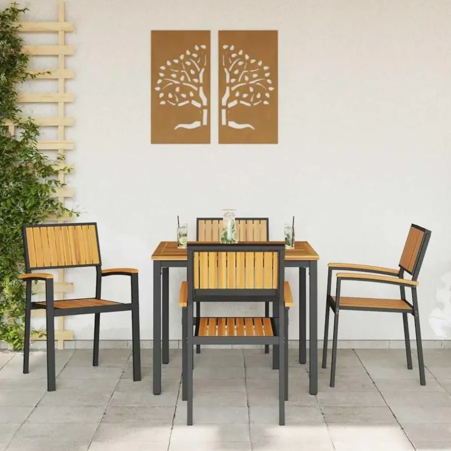 Tuinstoelen-vidaXL - Tuinmeubelen - Bruin - Massief acaciahout - 56 x 57 x 87cm