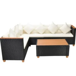 Loungesets-vidaXL - Tuinmeubilair - Zwart - Poly rattan