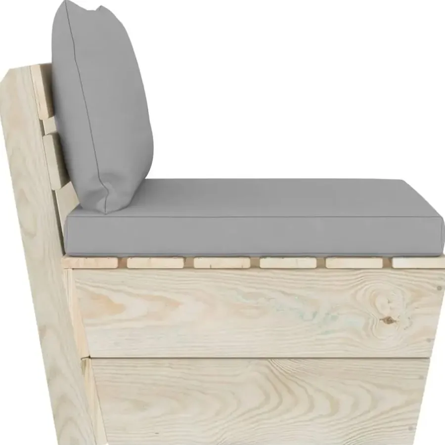 vidaXL - Tuinmiddenbank - Grijs - Geïmpregneerd vurenhout - Met kussens pallet