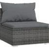 Loungeset Elementen-vidaXL - Tuinmiddenbank - Grijs - Poly rattan - Met kussens