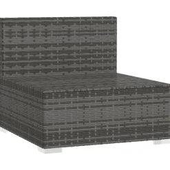 Loungeset Elementen-vidaXL - Tuinmiddenbank - Grijs - Poly rattan - Met kussens