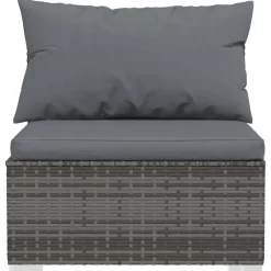 Loungeset Elementen-vidaXL - Tuinmiddenbank - Grijs - Poly rattan - Met kussens