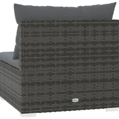 Loungeset Elementen-vidaXL - Tuinmiddenbank - Grijs - Poly rattan - Met kussens