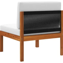 Loungeset Elementen-vidaXL - Tuinmiddenbank - Wit - Acaciahout - Met kussens