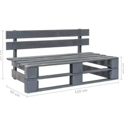 vidaXL - Tuinmiddenbank pallet - Grijs - Grenenhout