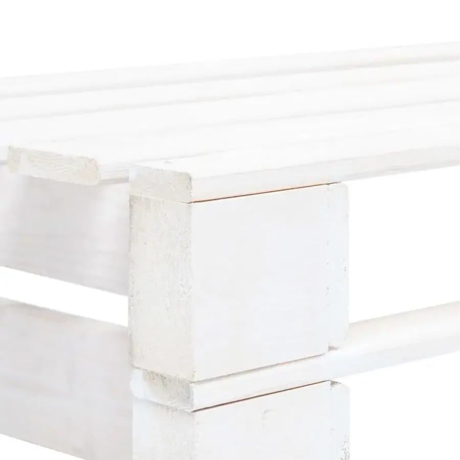 Palletbanken-vidaXL - Tuinmiddenbank pallet - Wit - Grenenhout