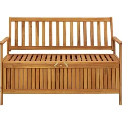 Tuinbanken-vidaXL - Tuinopbergbank - Bruin - Acaciahout- 120 cm