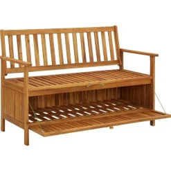 Tuinbanken-vidaXL - Tuinopbergbank - Bruin - Acaciahout- 120 cm