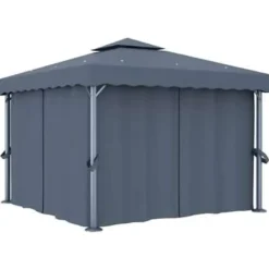 vidaXL - Tuinpaviljoen - Antraciet - Aluminium - 3 x 3 m