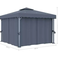 vidaXL - Tuinpaviljoen - Antraciet - Aluminium - 3 x 3 m