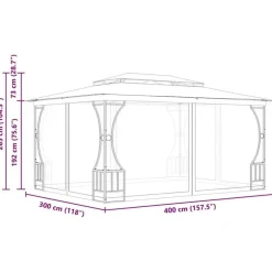vidaXL - Tuinpaviljoen - Crème - Stof