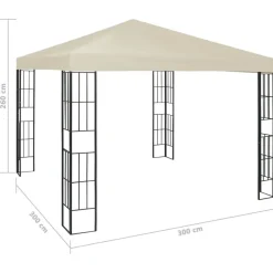 Terrasoverkappingen-vidaXL - Tuinpaviljoen - Crème - Stof - 3 x 3 m