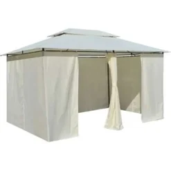 vidaXL - Tuinpaviljoen - Wit - Stof