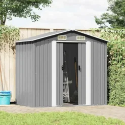 Tuinhuizen-vidaXL - Tuinschuur - Grijs - Staal