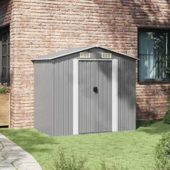 Tuinhuizen-vidaXL - Tuinschuur - Grijs - Staal