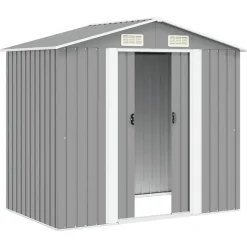 Tuinhuizen-vidaXL - Tuinschuur - Grijs - Staal