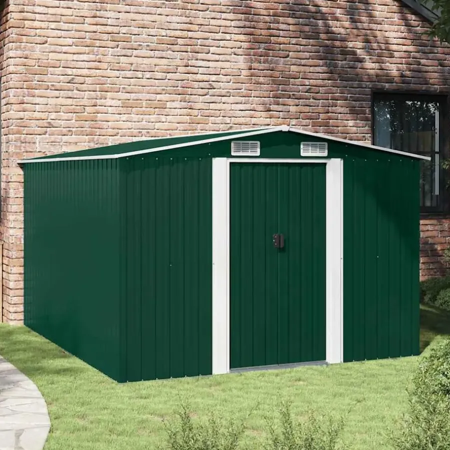 vidaXL - Tuinschuur - Groen - Staal