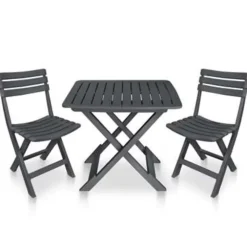 Bistro- & Balkonsets-vidaXL - Tuinset - Antraciet - Kunststof