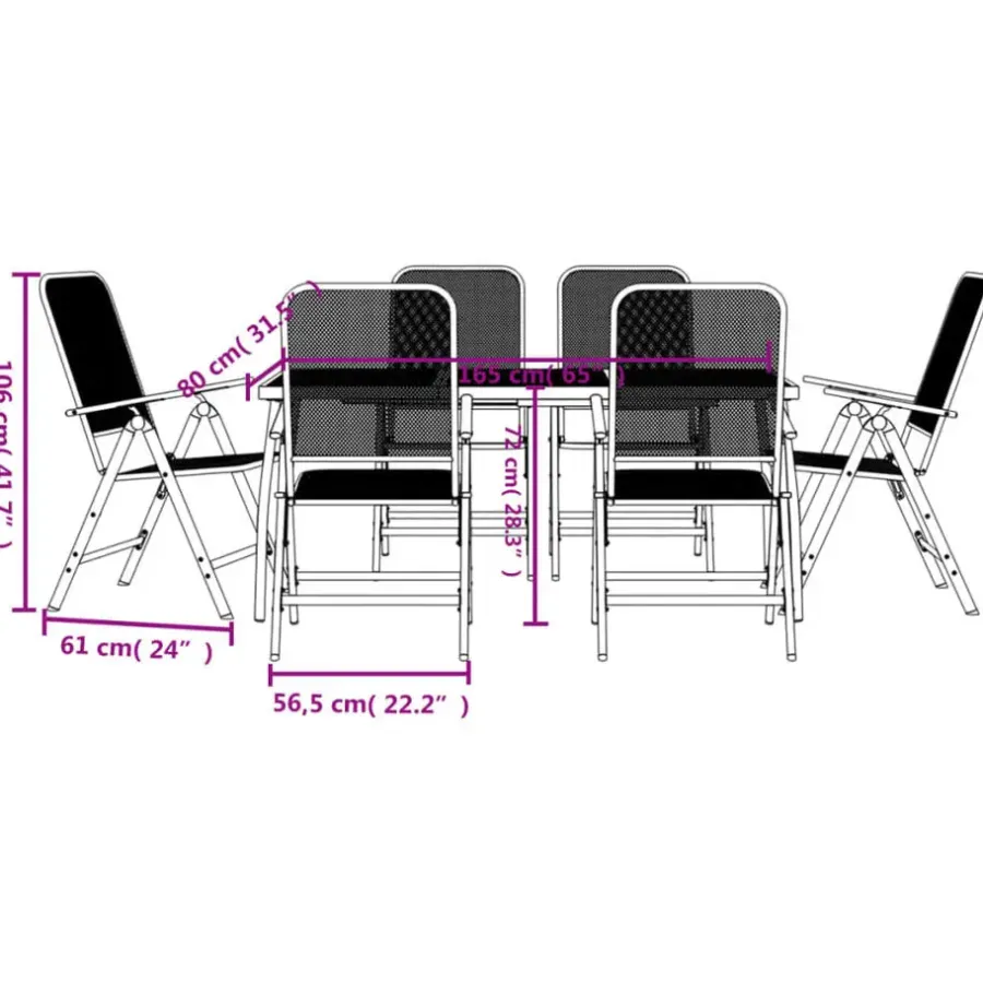 vidaXL - Tuinset - Antraciet - Metaal - 7 stuks