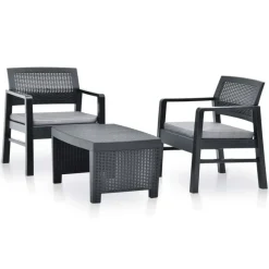 Bistro- & Balkonsets-vidaXL - Tuinset - Antraciet - Kunststof